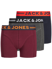 Boxer Junior Jaclichfield Trunks Marine, Gris & Bourgogne (Paquet De 3)