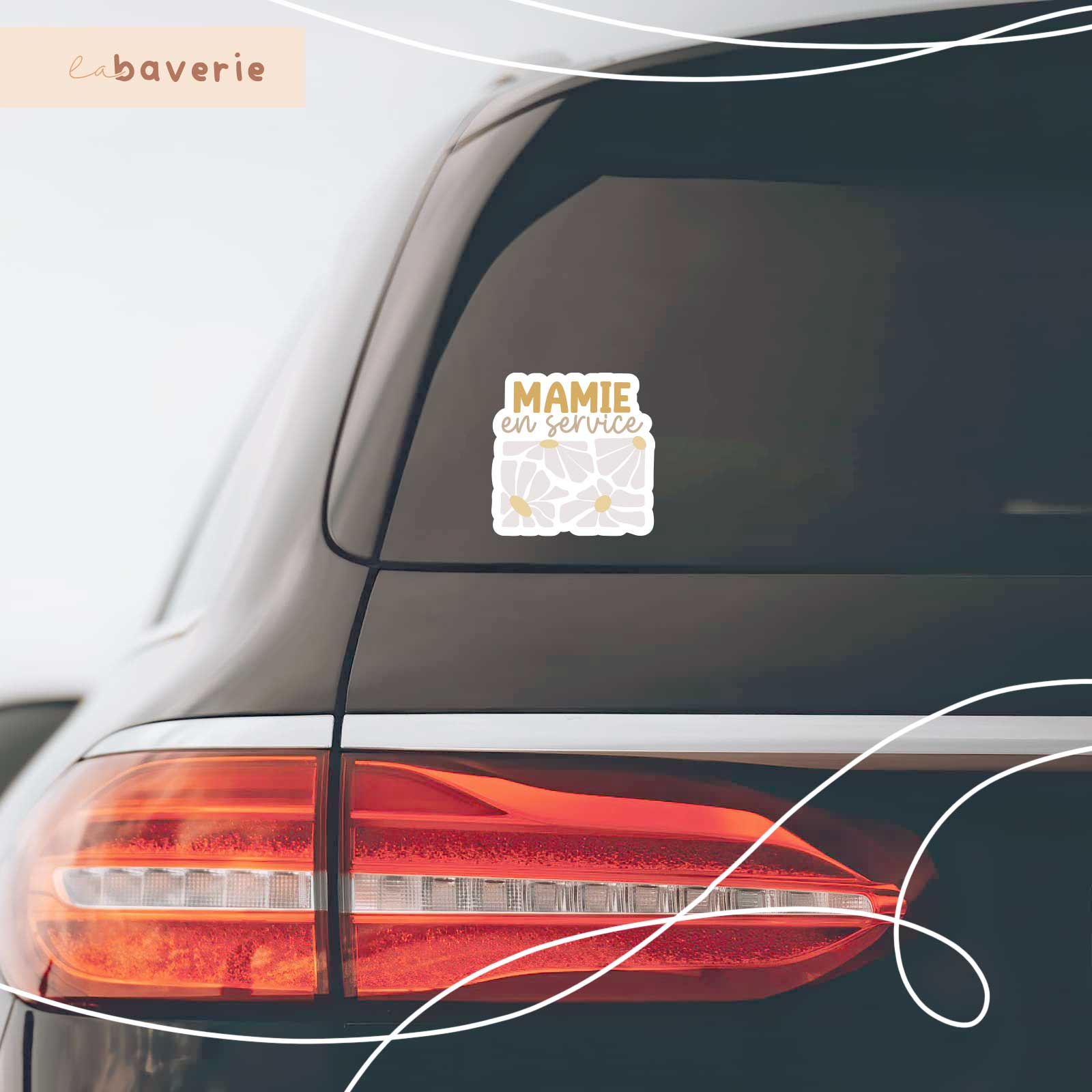 Autocollant Voiture « Mamie En Service »