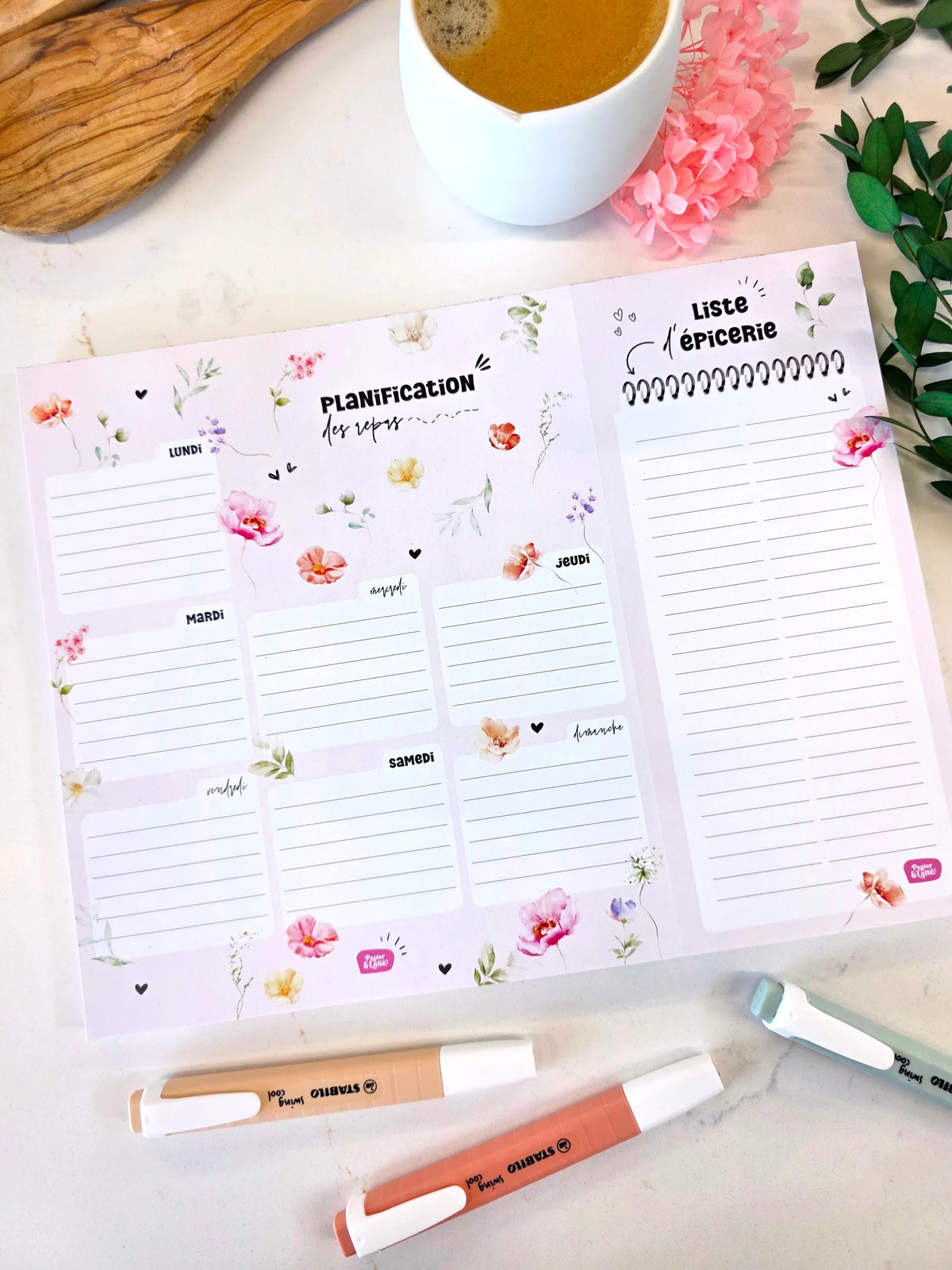 Planificateur De Repas Menu Fleuri