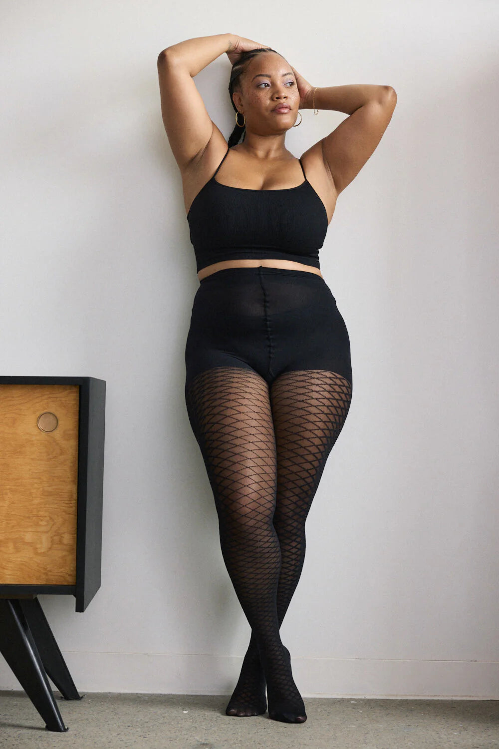 Collant Motif Micro Losanges Noir