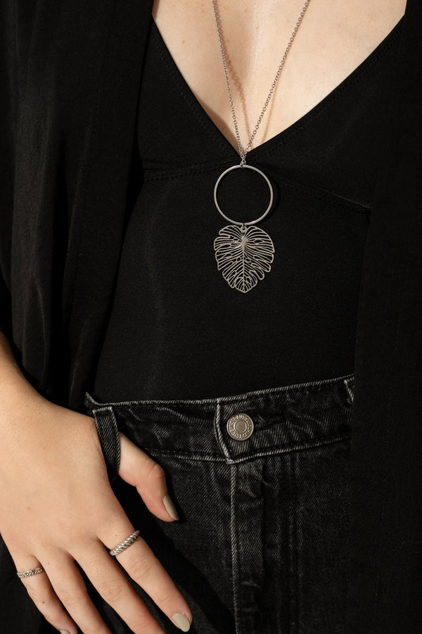 Collier Monstera Argent