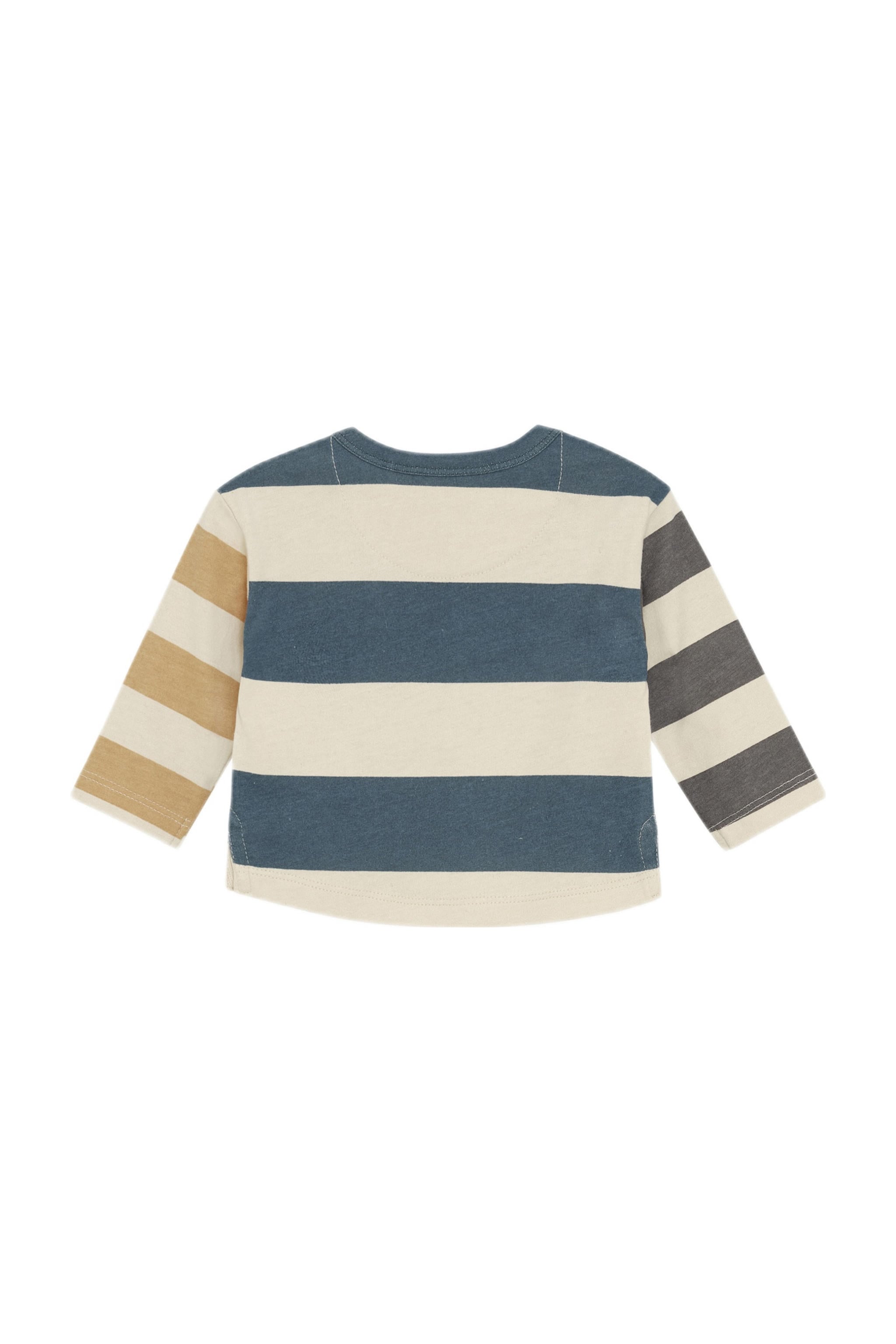 T-Shirt Manches Longues Rayé Bleu, Jaune & Gris