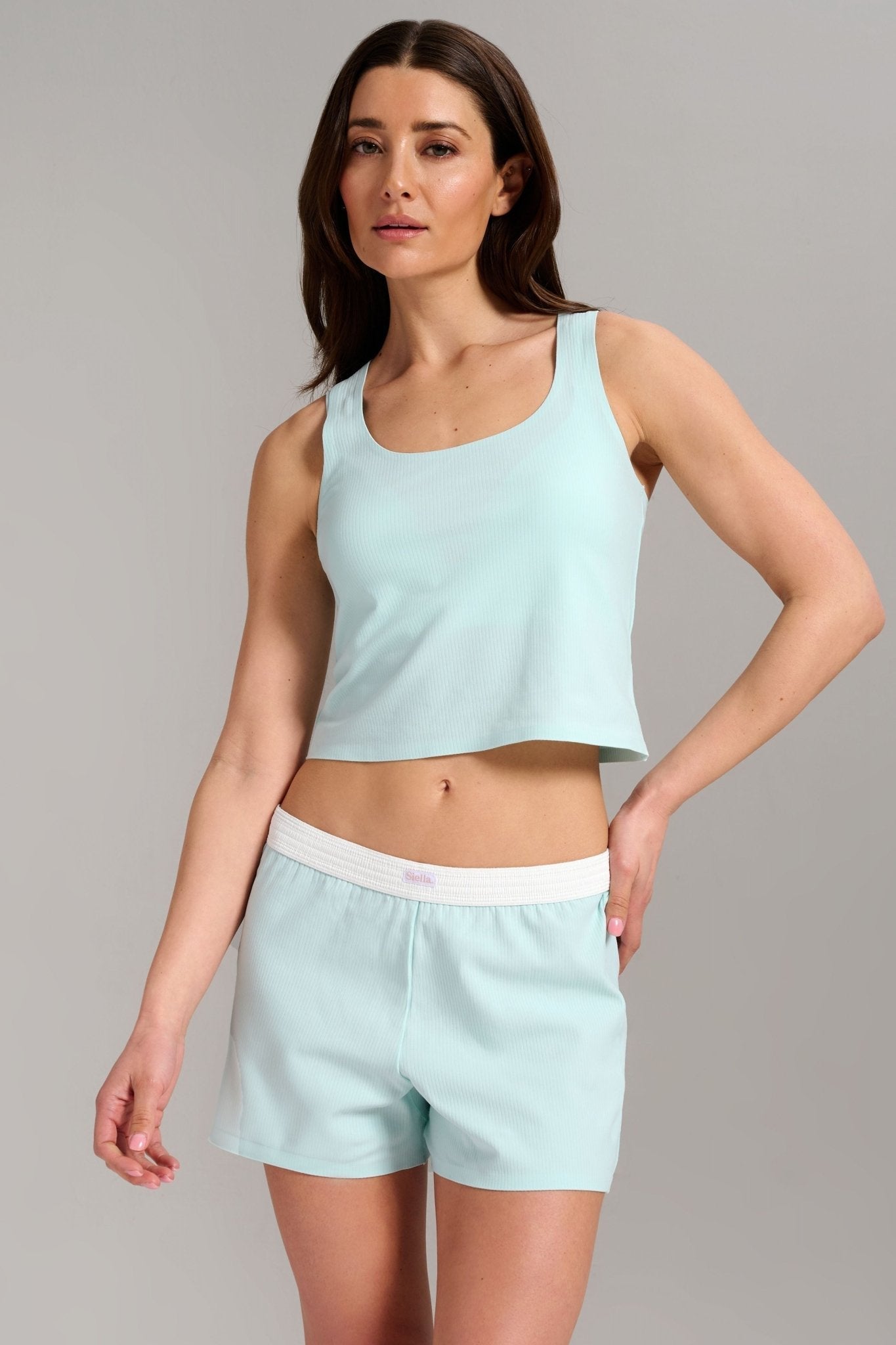 Short Coton Biologique Côtelé Bleu Aqua