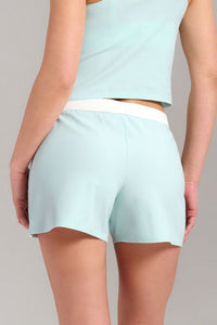 Short Coton Biologique Côtelé Bleu Aqua
