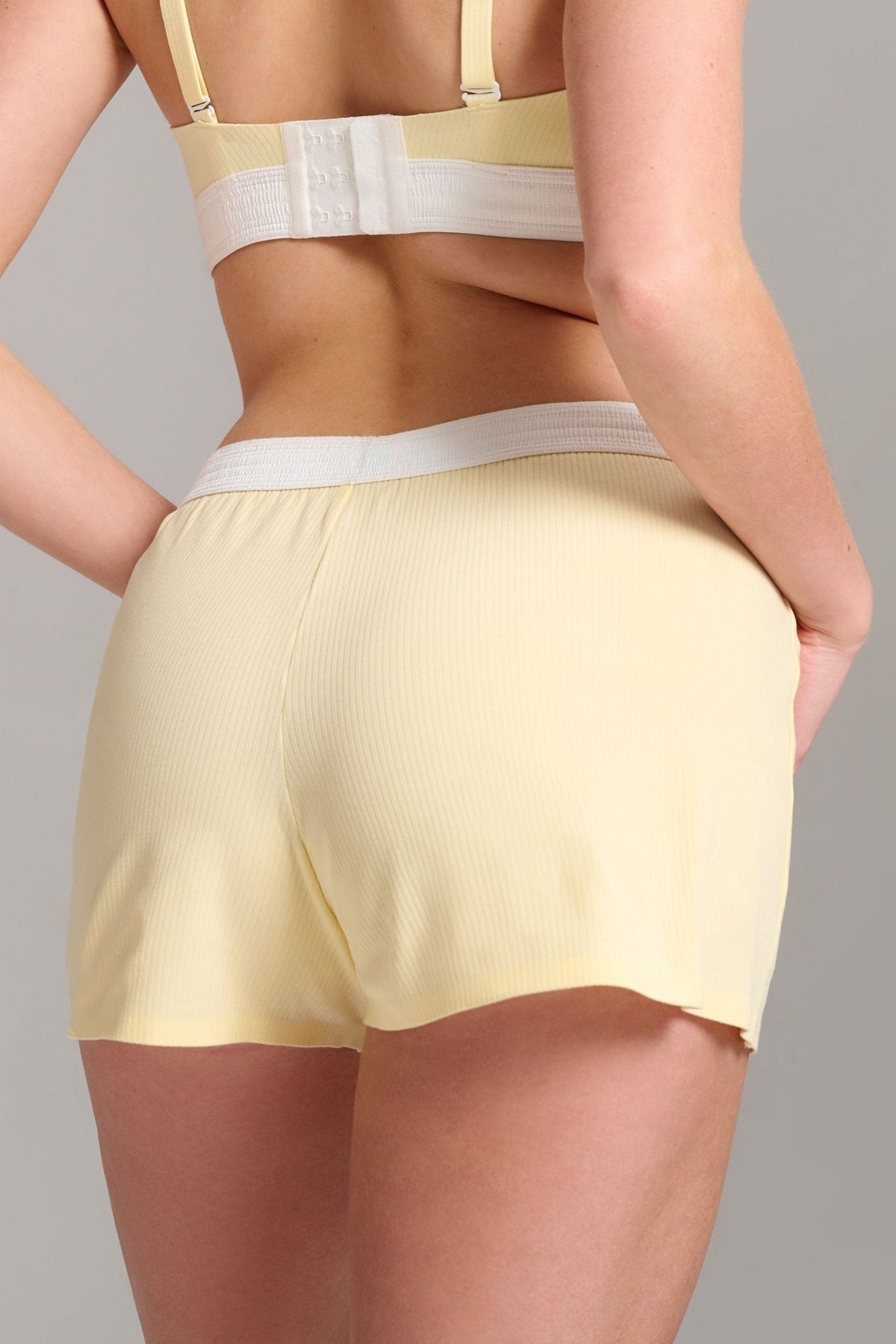 Short Coton Biologique Côtelé Jaune Limonade