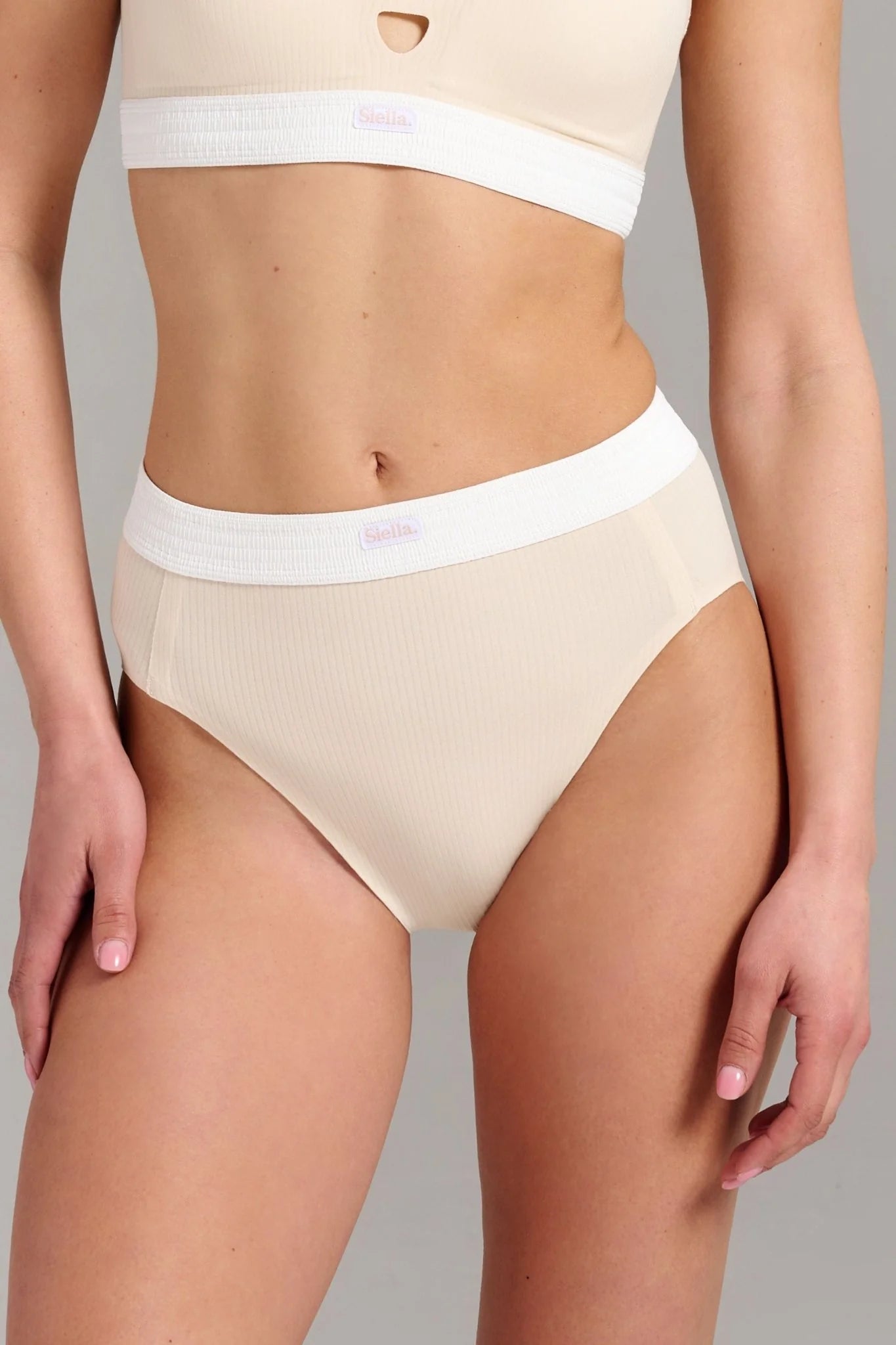 Culotte Taille Haute Coton Biologique Côtelé Beige
