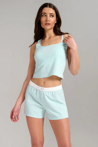 Camisole Coton Biologique Côtelé Bleu Aqua