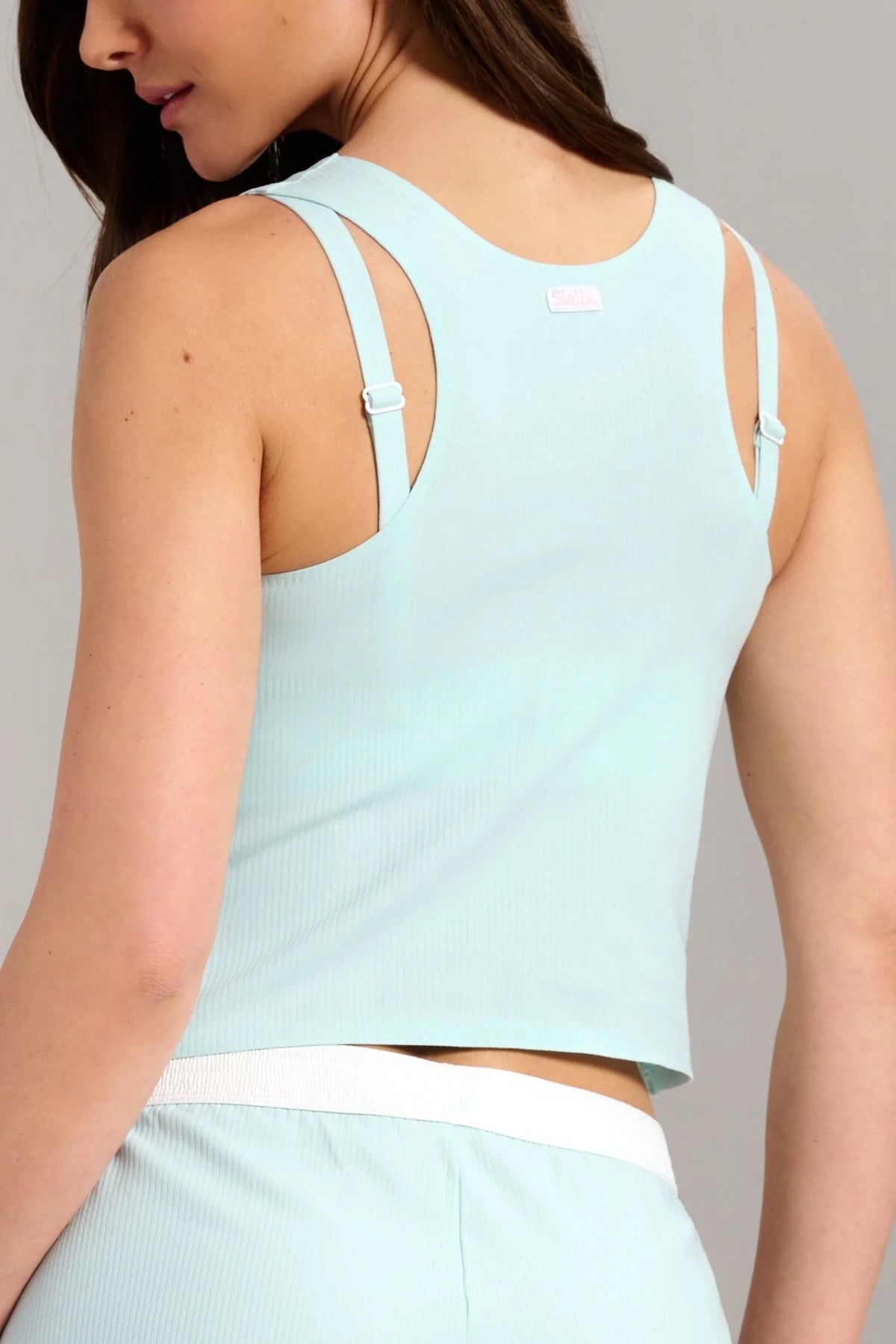 Camisole Coton Biologique Côtelé Bleu Aqua