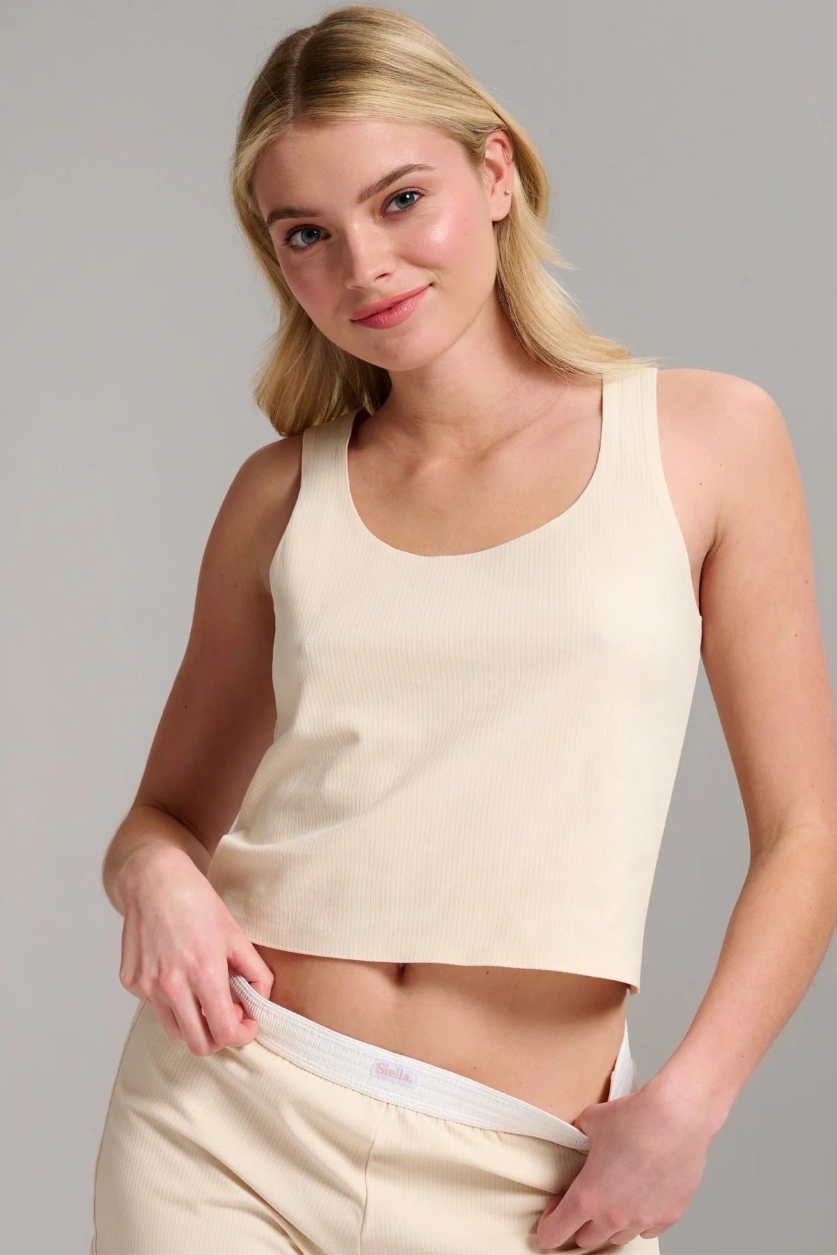 Camisole Coton Biologique Côtelé Beige