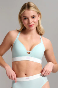 Soutien-Gorge Coton Biologique Côtelé Bleu Aqua