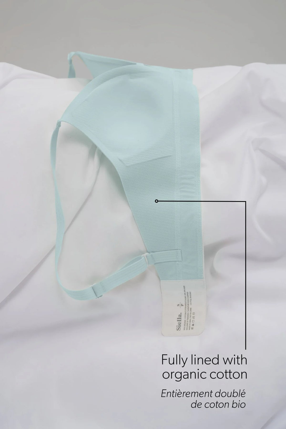 Soutien-Gorge Coton Biologique Côtelé Bleu Aqua