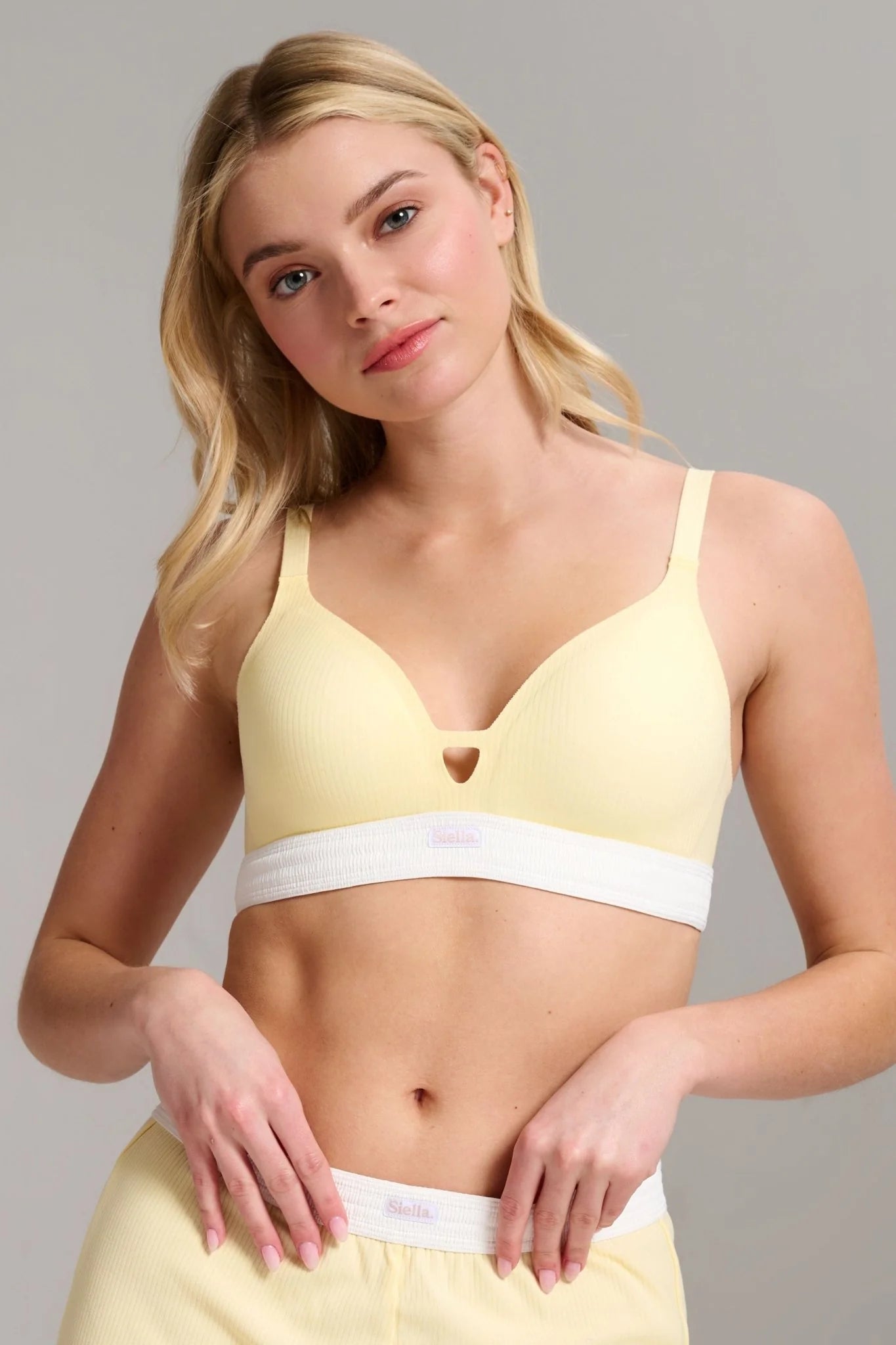 Soutien-Gorge Coton Biologique Côtelé Jaune Limonade