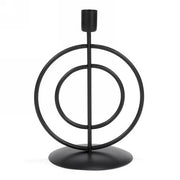 Grand Porte Bougie Métal Noir Anneau