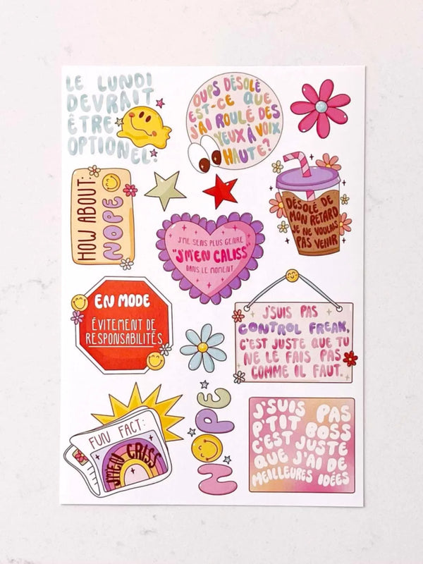 Autocollant - Collab Roxanne Stewart - Ensemble 5 Feuilles