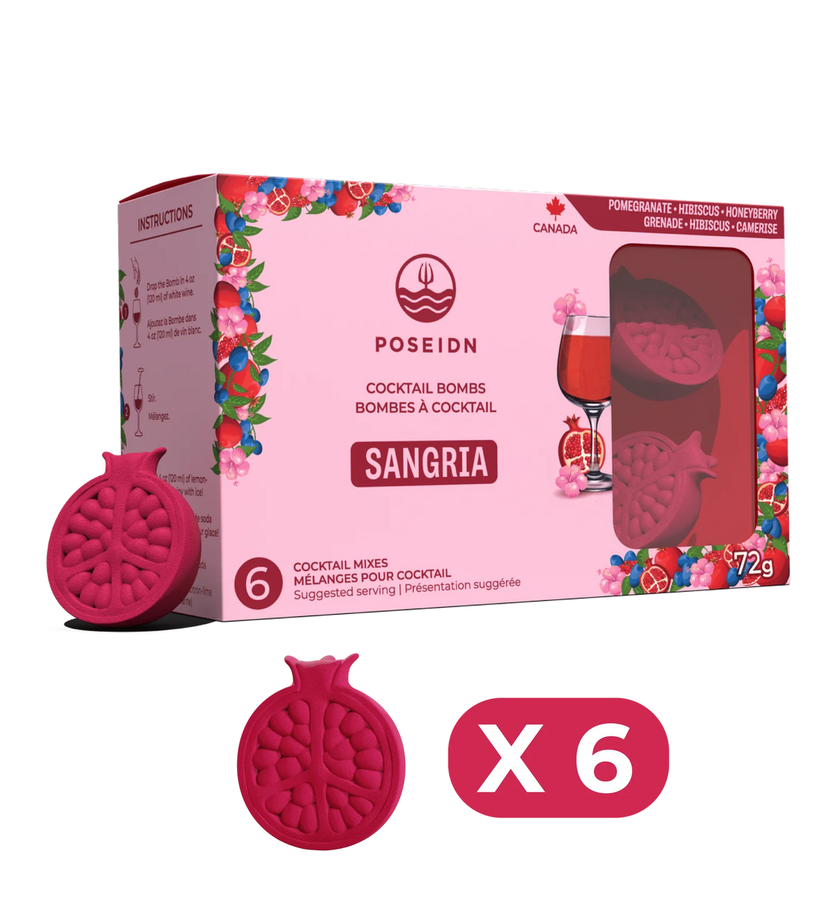 Bombes À Cocktail Sangria Grenade, Hibicus & Camerise (6 Bombes)