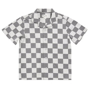 Chemise À Carreaux Gris Foncé À Manches Courtes