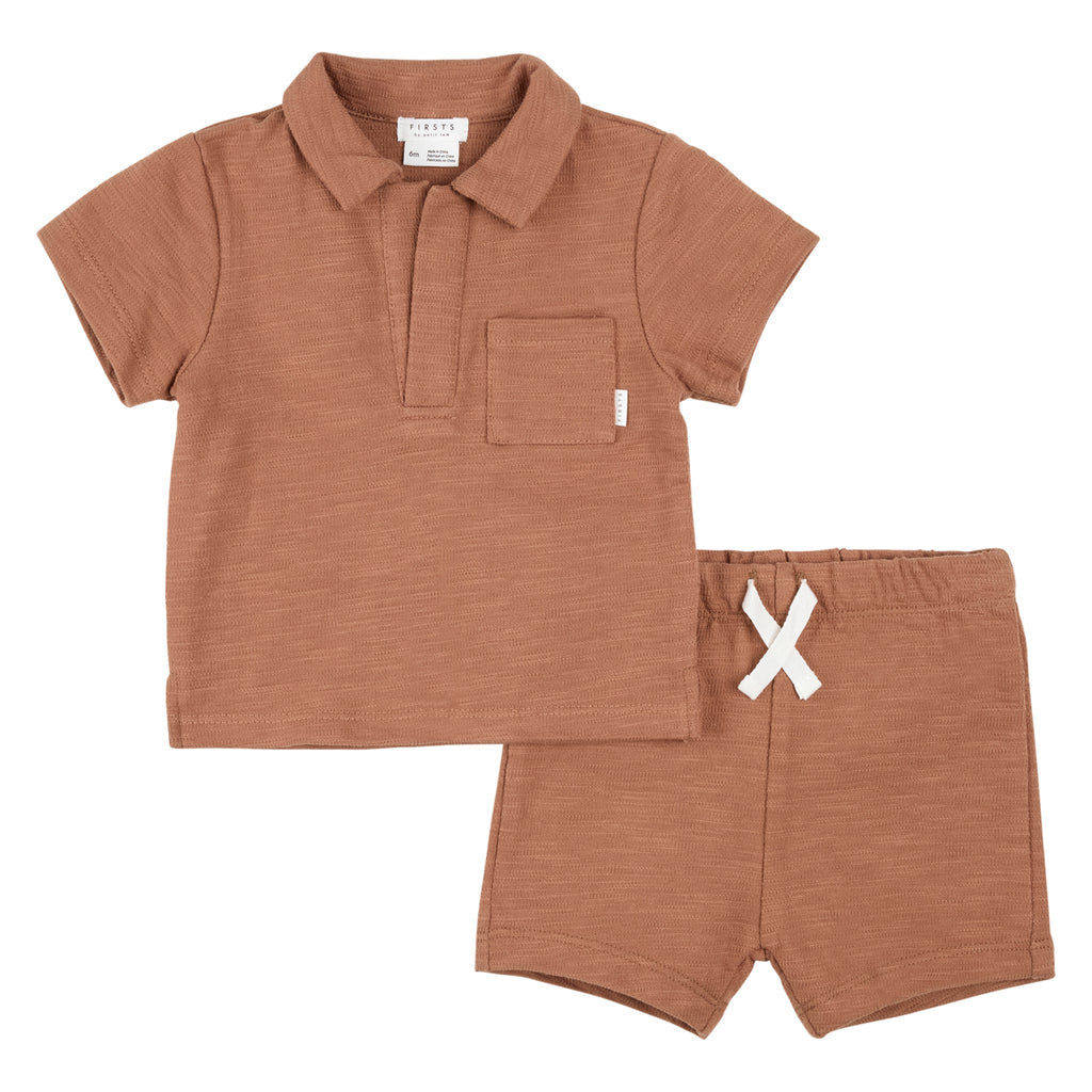 Ensemble T-Shirt Et Short Orange Foncé