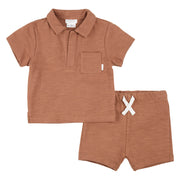 Ensemble T-Shirt Et Short Orange Foncé