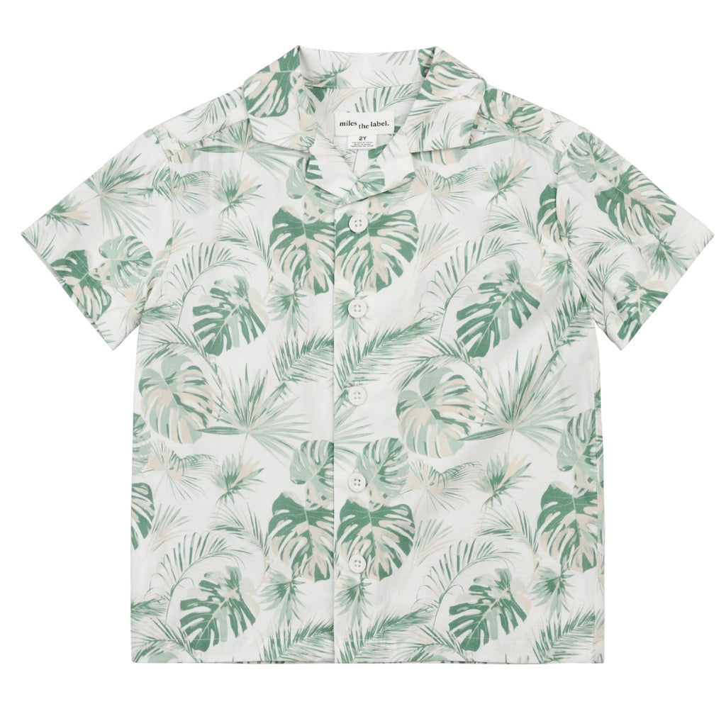 Chemise Ivoire À Imprimé Palmiers Et Monstera