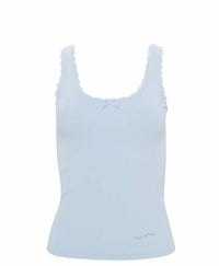 Cami Cotton Ribbed Lace Blue