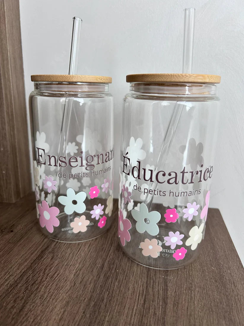 Verre Éducatrice Fleurie