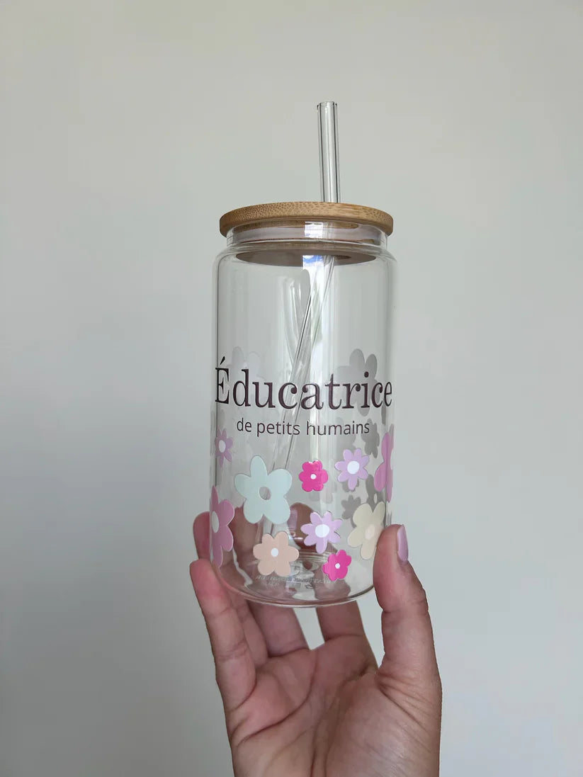 Verre Éducatrice Fleurie