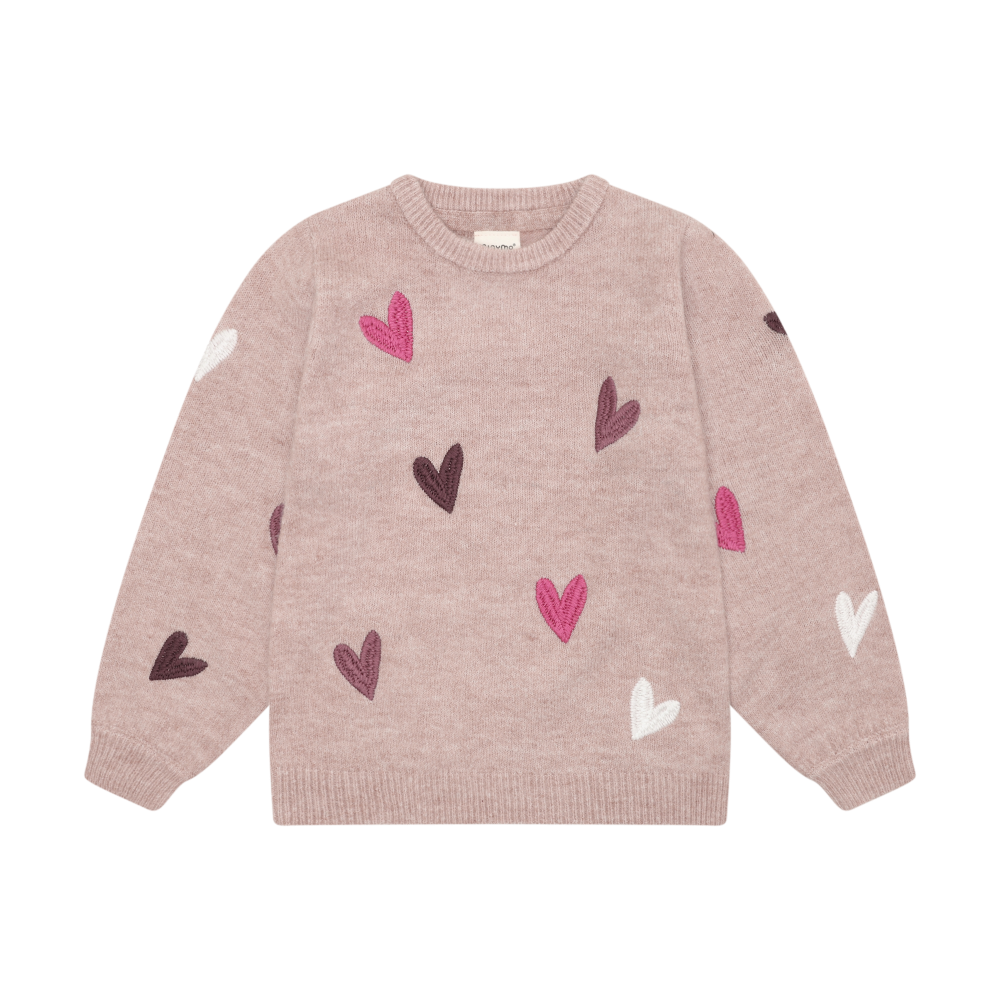 Chandail Manches Longues Tricot Fawn Coeurs