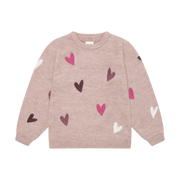 Chandail Manches Longues Tricot Fawn Coeurs