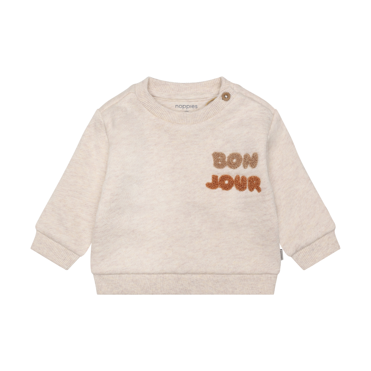 Crewneck Sand Melange À Broderie Bonjour