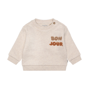 Crewneck Sand Melange À Broderie Bonjour