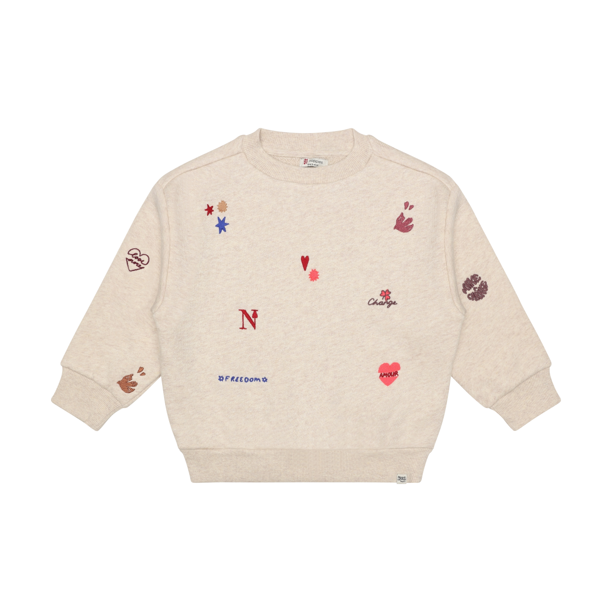 Crewneck Sand Melange À Broderie Patchwork