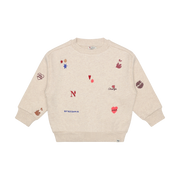 Crewneck Sand Melange À Broderie Patchwork
