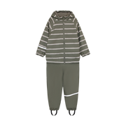 Ensemble Imperméable Doublé Vert Kaki Ligné