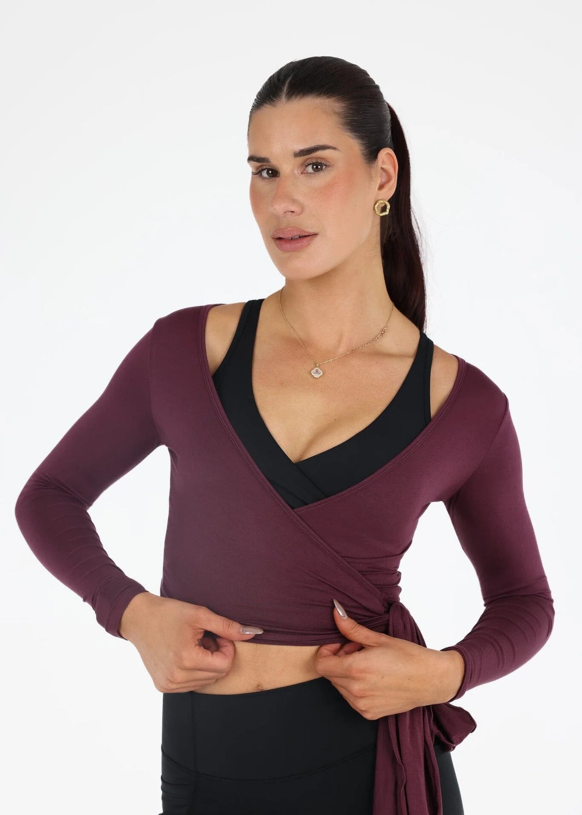 Alowa Wrap Top Burgundy