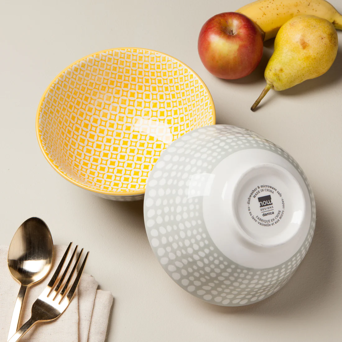Bol Estampé Dots Gris Et Jaune 6 Pouces
