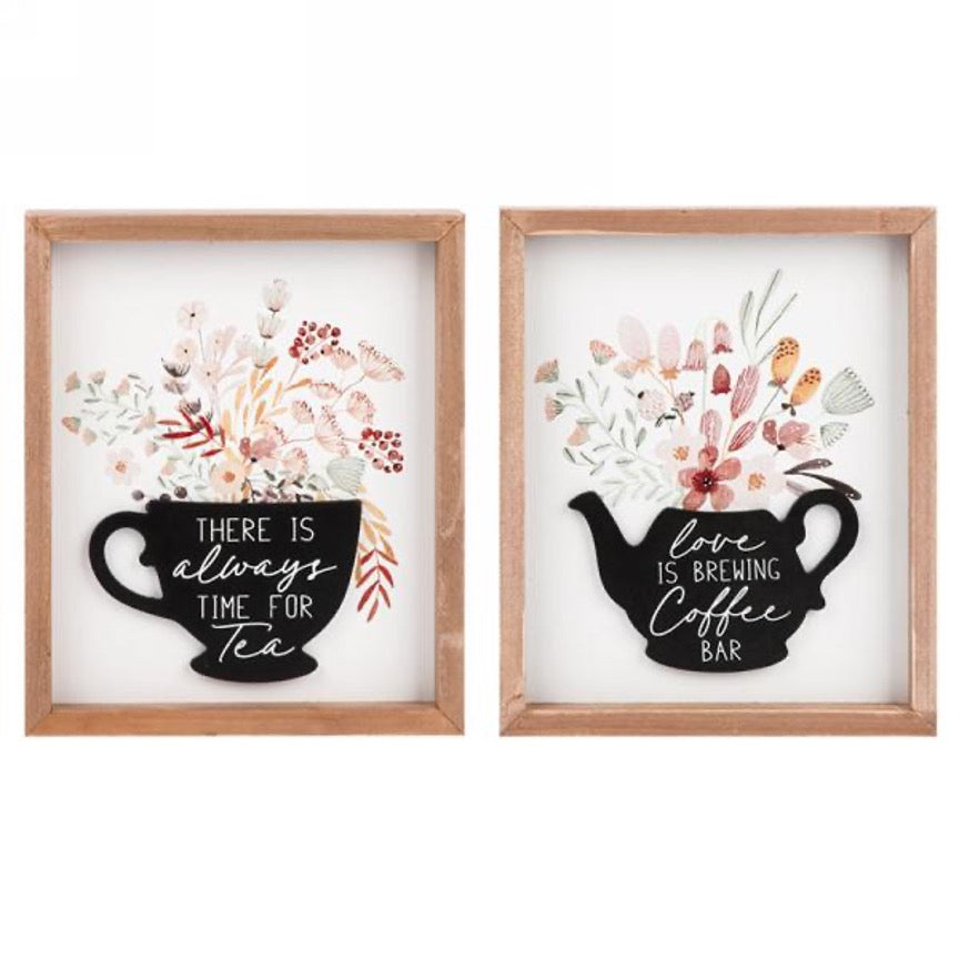 Plaques Murales Fleurs, Tasse Et Théière There Is Always Time For Tea