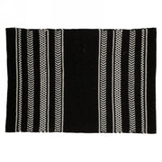 Tapis Tissé Noir À Motifs Blancs