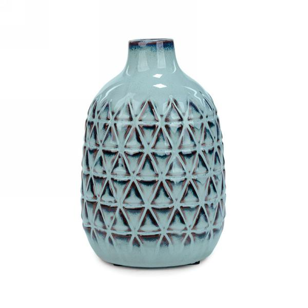 Vase Texturé Bleu Pâle En Céramique